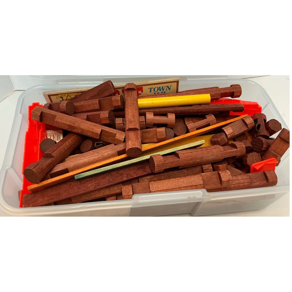 Lincoln Logs Wooden Building Set Sheriff Jail Wanted‎ Sign Mixed Lot